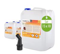 Flambiol Bioéthanol 100% 15 x 10 L- Combustible Liquide Dénaturé | Cheminée et Foyer à l'Éthanol - Usage Intérieur - Combustion Propre et Quasi Inodore - Sans Odeur ni Suie