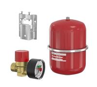 Flamco Kit d'installation avec vanne de sécurité pour vase d'expansion rouge 18L et support mural pour une installation complète France 26054