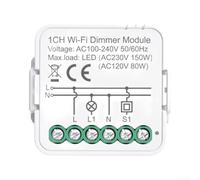 Flame-Retardant PC for Smart Light Dimmer Module Flame Retardantant(1CH) | für Voice Control via für Alexa, für Google Assistant, seamless on/off, brightness adjustment, smart home integration