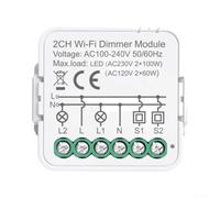 Flame-Retardant PC for Smart Light Dimmer Module Flame Retardantant(2CH) | für Voice Control via für Alexa, für Google Assistant, seamless on/off, brightness adjustment, smart home integration