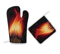 Flames assorties aux ensembles de gants de four et de maniques pour la cuisine, les grillades, les appartements