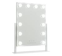 Flamingueo Miroir Coiffeuse - 12 LED - 3 Modes D'Éclairage - Intensité Réglable - Contrôle Tactile - Position Réglable - Miroir Maquillage Lumineux - Blanc - 36,5x7,5x47,5cm