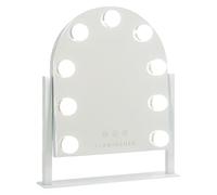 Flamingueo Miroir Coiffeuse - 9 LED - 3 Modes D'Éclairage - Intensité Réglable - Contrôle Tactile - Position Réglable - Miroir Maquillage Lumineux - Blanc - 30,5x6x36cm