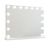 Flamingueo Miroir Coiffeuse - Bande LED - 3 Modes D'Éclairage - Intensité Réglable - Contrôle Tactile - Miroir Maquillage Lumineux - Blanc - 58x12x43cm
