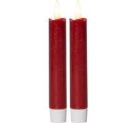 Bougies LED en bâton "Flame", lot de 2, rouge, 15x2cm
