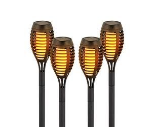 Flammes solaires Torches de jardin Lumière solaire en plein air Torches solaires pour l'extérieur Flamme Lampes solaires Torche pour l'extérieur, effet de feu, 12x LED, DxH 7,5x51 cm, 4 pièces