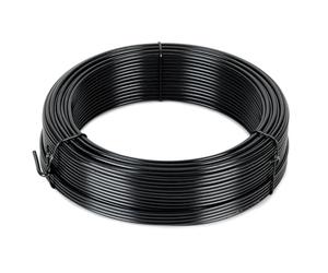 Flandria Fil de tension 2,7 mm x 50m Fil de Liaison et Clôture Gainé PVC Noir - Résistant intempéries pour Jardin, grillage, Vigne, treillis Plants