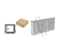 Flandria Lot de 100 Agrafes de paillage Ø 4mm biseautées acier cranté 20x20x20cm & 100 agrafes Paillage Acier Galva Inoxydable H 17cm L 3.5cm Ø 3mm - Piquet Fixation sol
