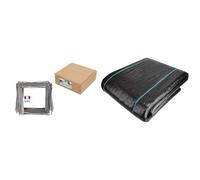 Flandria Lot de 100 Agrafes de paillage Ø3,7mm biseautées acier cranté 20x20x20cm & VOUNOT Toile de Paillage Contre Les Mauvais Herbes 10 M x 2 M en Fibres de Polypropylène Tissées Anti-UV 100 g/m2