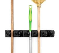 Flandria Râtelier Porte-Outils Mural et Support Balais | 5 Supports à Serrage Automatique, 6 Crochets, Fixations Incluses, Pour Balais, Raclettes et Outils de Jardin