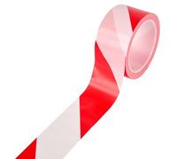 Flandria Rubalise Rouge et Blanc 50mm x 100m, Mandrin Plastique - Ruban Balisage Chantier LDPE 32 Microns - Haute Résistance Extérieur, Non Adhésif