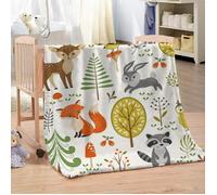 Flanelle Couverture Plaid Polaire Forêt et Animaux Flanelle Couverture de Lit Voyage Pique-Nique Chambre Sieste de Bureau