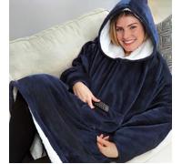 Flannel Hoodie Couverture Chaude Douce Robe Sweat Pull avec des Manches Velvet Épaisse Plaid Couverture, Sweat à Capuche Doux Chaud