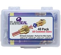 FlareSeal Leckfreie SAE Flare Fitting Kältemittelleckagen beseitigt - Kühlung, HVAC, Ductless, Schrader-Ventil oder Mini-Split-Anwendungen (1/4 Zoll, 3/8 Zoll, 5/8 Zoll, 40 Stück Starter-Set)