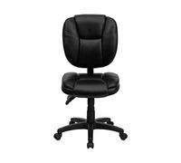 Flash Furniture Caroline Fauteuil de Bureau Ergonomique pivotant Multifonction en Cuir synthétique avec Rembourrage sur Le Dessus Noir