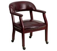 Flash Furniture Chaise de conférence avec Bordure cloutée et roulettes, Bois, Vinyle Sang de bœuf, Yes,Oxblood Vinyl