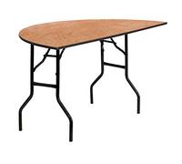 Flash Furniture Furman Table d'événement Pliable en Bois Semi-Ronde pour Toutes Les Occasions, Table de Banquet Pliable et Portable avec Plateau en Bois, Naturel/Noir