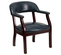 Flash Furniture Luxueuse Chaise de conférence, Bois, Vinyle Bleu Marine, 66.040000000000006 x 63,5 x 30,48 cm