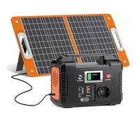 FlashFish 151Wh Station Électrique avec Panneau Solaire 60W, Générateur Électrique Portable 200W Avec 230V AC/DC/USB/type C, Kit Solaire Complet, Batterie de Secours Pour camping, voyages et Urgences