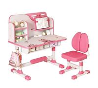 FLASIDU Ensemble table et chaise pour enfant - Portée 300kg - Hauteur réglable - motif astronaute - avec tiroir - 111*80*54cm - Rose