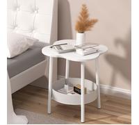 FLASIDU Table basse, Petite table basse, Moderne, Bureau en forme de fleur, 2 étages, 40*40*50cm, Blanc, pour Salon, Chambre,