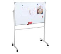 FLASIDU Tableau Blanc 90x160CM,Hauteur Réglable Double Face, Tableau Blanc Magnétique Rotatif à 360° avec 4 Roues Universelles