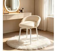 FLASIDU Tabouret de coiffeuse avec dossier, Chaise moderne en simili crème pour chambre et salle à manger, ergonomique, 36*56cm