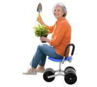 FLASIDU Tabouret de Jardin Roulant Pivotant à 360°, Siège Travail Extérieur, Hauteur Réglable, Charge 150kg, pliable, Bleu