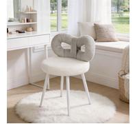FLASIDU Tabouret de Maquillage, Tabouret de Coiffeuse, Montage facile, Doux et confortable, style moderne, Gris+Blanc, 43*35cm