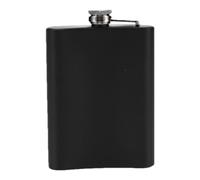 Flasque à liqueur, corps en acier inoxydable noir mat | Récipient à whisky classique, couvercle à charnière sécurisé, format de voyage portable, design élégant et adapté à la poche