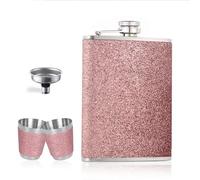Flasque à Paillettes Femme, 8oz/220 ml Rose Portable Etanche Flasque