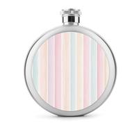 Flasque à rayures verticales en acier inoxydable rose pêche menthe crème pour liqueur, poche ronde portable pour boisson 140 ml