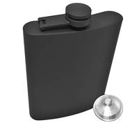 Flasque alcool whisky en acier inoxydable noire matte 24 vec entonnoir pour usage facile dans coffret cadeau élégant par IDALIO