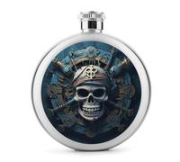 Flasque classique en acier inoxydable pour liqueur, motif squelette pirate, 140 ml