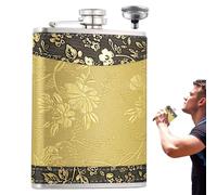 Flasque d'alcool, fiole d'alcool à boire - Flasque à alcool en acier inoxydable de 8 oz avec entonnoir - Pot à boire portable anti-fuite, flacon de liqueur à paillettes pour hommes