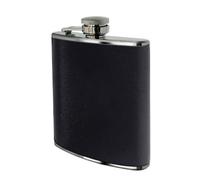 Flasque de Hanche, 8oz, Acier Inoxydable/Effet Cuir Noir