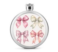 Flasque de luxe en acier inoxydable avec 4 nœuds roses aquarelle pour liqueur, poche ronde portable pour boisson 140 ml