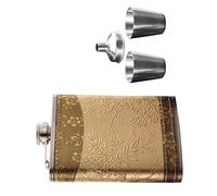 Flasque de Poche 8oz en Acier Inoxydable avec Couvercle et gobelet | Format 12,2x9,3x2,2cm, Finition Or ou Noir, pour Whisky, Alcool, Randonnée et Camping