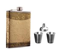 Flasque de Poche 8oz Motif Rétro, en Acier Inoxydable | Gobelet et Couvercle, Format Portable Léger, Étanche, pour Voyage et Paquet à Dos