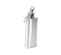 Flasque de Poche en Acier Inoxydable 56ml avec Porte-clés | Couvercle Plat, Argenté, 1 Pièce, Étanche et Anti-fuite, Format 2 Oz, pour Randonnée et Chasse