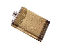 Flasque de Poche Portable Motif Rétro 8 Oz, en Acier Inoxydable | Étanche et Antirouille, pour Chasse et Voyage, Couvercle Anti-fuite, Finition Or