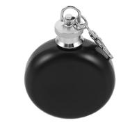 Flasque de Poche Ronde 2oz en Acier Inoxydable, Portable | Format Compact, Finition Noire Élégante, Entretien Facile, pour Voyages et Festivals, Se Glisse Partout