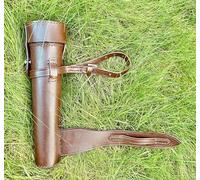 Flasque de selle en cuir avec coque en cuir marron et acier inoxydable - Baton renard chasse équitation (marron)