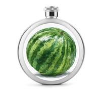 Flasque en acier inoxydable avec pastèque aquarelle avec rayures vertes pour liqueur, poche ronde portable pour boisson 140 ml