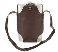 Flasque en acier inoxydable de grande capacité de 1,8 l avec housse en cuir, bouteille en métal portable pour randonnée, camping, voyages