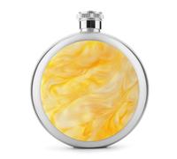 Flasque en acier inoxydable jaune chaud opalescent à texture minimaliste pour liqueur, bouteille à vin portable pour boisson 140 ml