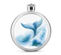 Flasque en acier inoxydable pour liqueur - Queue de baleine - Bleu - 140 ml