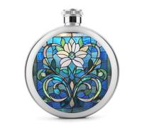 Flasque en acier inoxydable stylisé avec motif floral et volutes pour liqueur, bouteille de vin portable pour boisson 140 ml