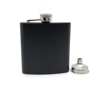 Flasque Flacon de hanche noire 6 oz liqueur flacon en acier inoxydable avec un entonnoir(AB)