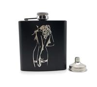 Flasque Flacon de hanche noire 6 oz liqueur flacon en acier inoxydable avec un entonnoir(J)